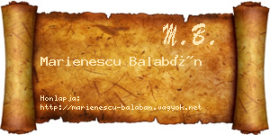 Marienescu Balabán névjegykártya